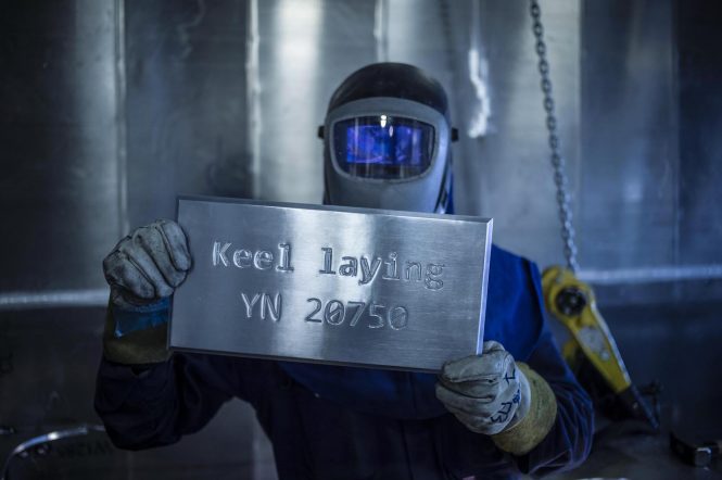 Keel laying of superyacht Project ORION at Heesen Yachts