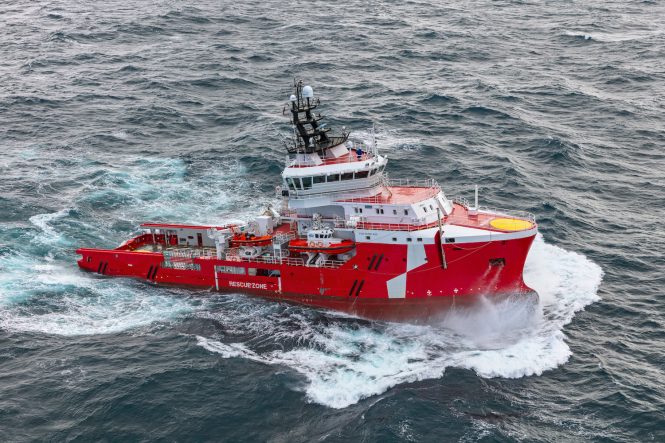 Offshore Rescue and Support Vessel underway to Icon Yachts