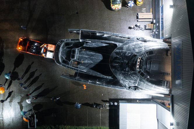 aerial view moving out from the shed