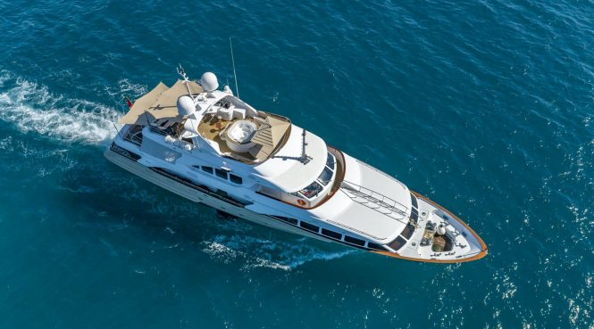 aerial view of the yacht VIRTUE