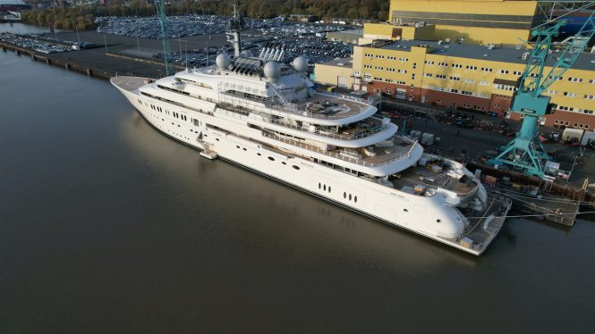 Aerial view of Lurssen project OPERA superyacht - Photo © DrDuu