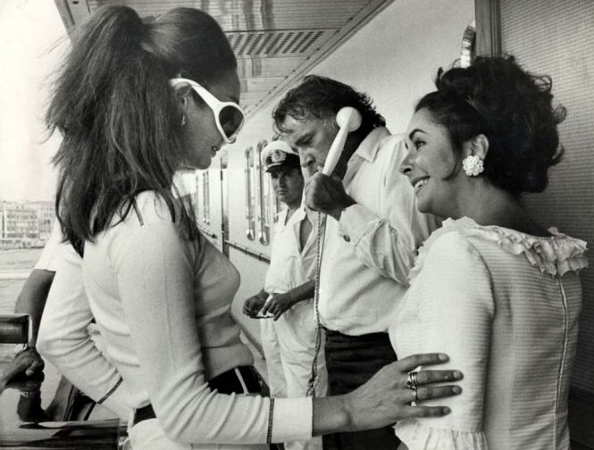 Liz Taylor and Richard Burton aboard CHRISTINA O