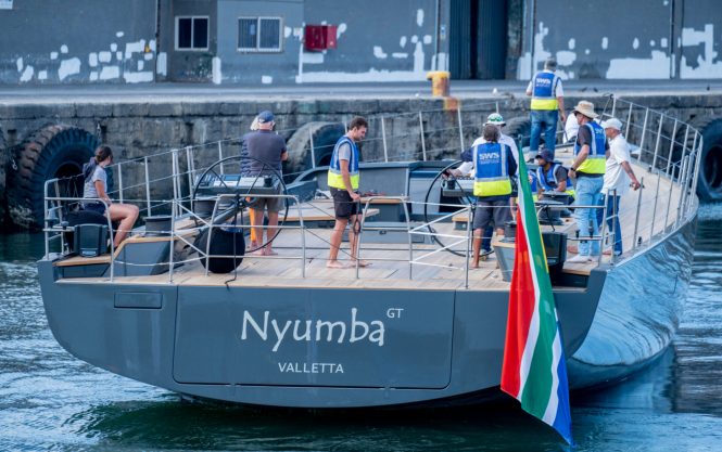 aft view of the yacht during launch
