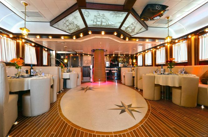 Dining room on board RUNNING ON WAVES