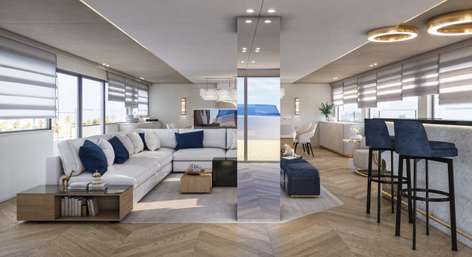 Super yacht SCORPIOS | Main salon view forward