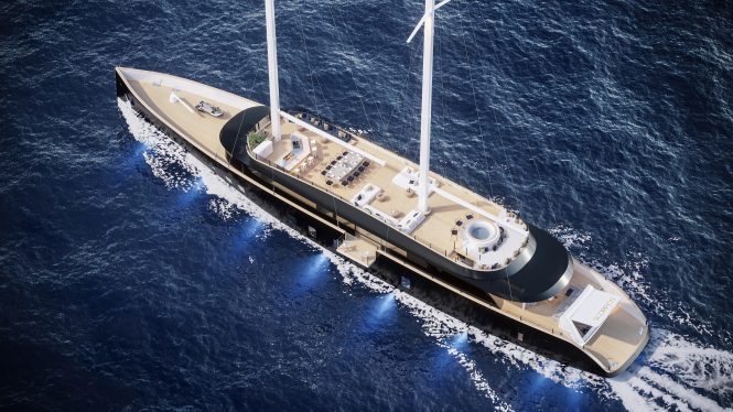 aerial view of the yacht