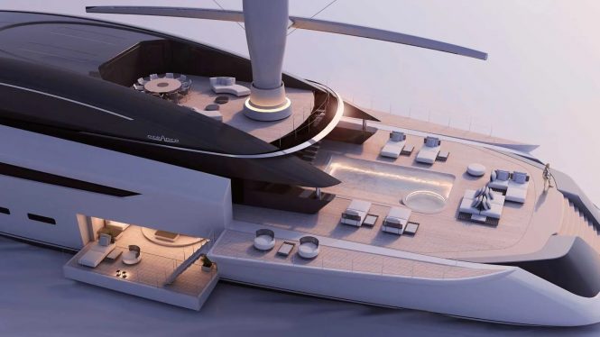 Concept yacht DOUBLE LUCK decks