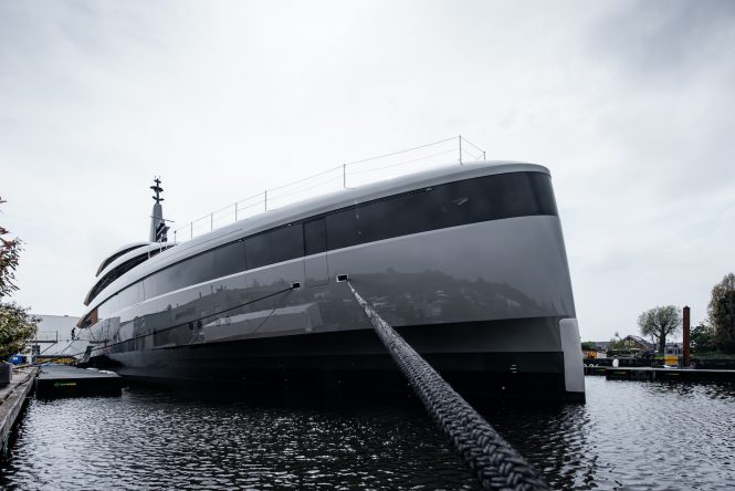 bow of the yacht Project 710 - Photo credit Feadship