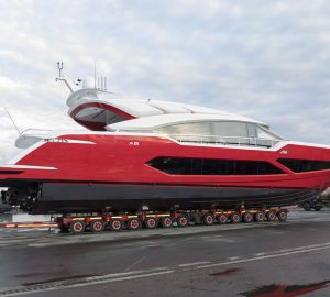 Striking 31m motor yacht HULL 196 is launched by AB Yachts in Viareggio
