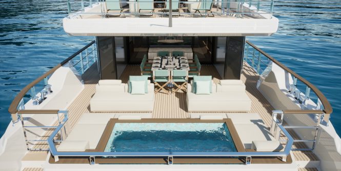Luxury yacht ALPHA SQUALO TRENTA Aft deck plunge pool