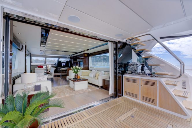 Luxury yacht OREGGIA View into main salon