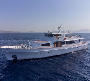 Classic 1976 motor yacht TAKA has been beautifully refitted to welcome charter guests around Greece