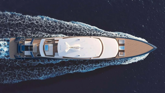 Feadship Project 825 yacht rendering - aerial view