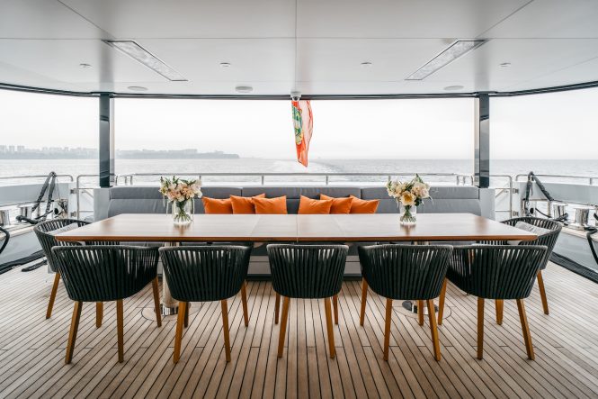 aft deck dining area on the cockpit