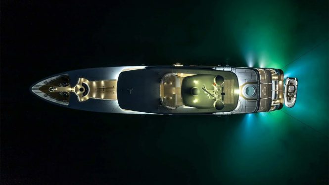 Aerial view of luxury yacht IMMERSIVE