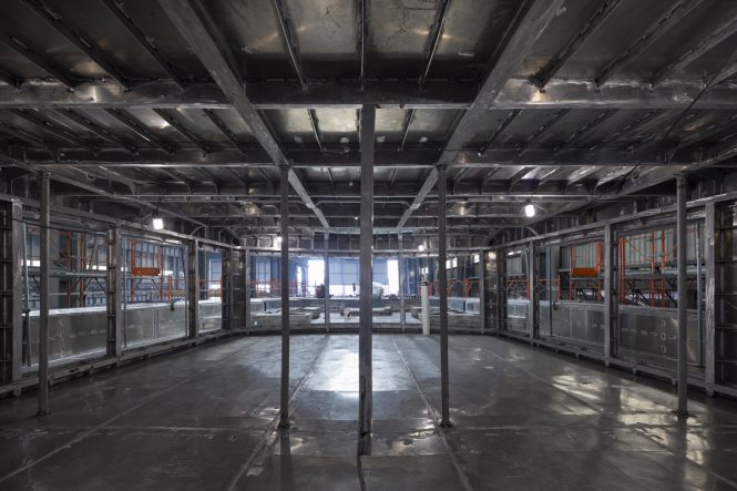 Her interior takes shape