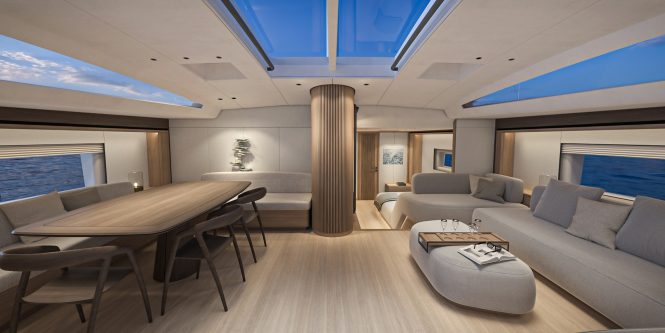 Main salon on board sailing yacht GELLICEAUX