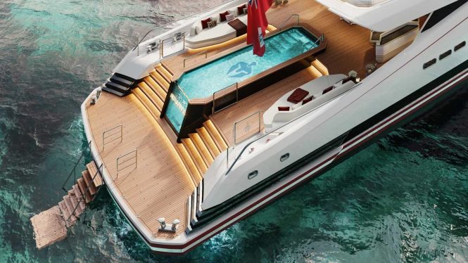 Superyacht SPARTA | glass fronted pool | photo credit Ruben Griffioen