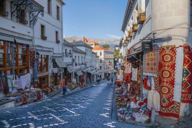 The streets of Gjirokaster in Albania