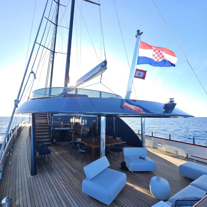 Aft deck seating and dining area