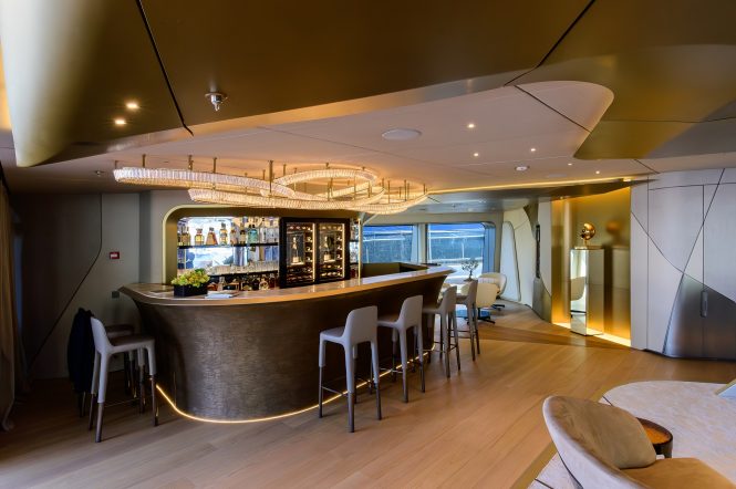 Bar area on board THIS IS IT | photograph by Sebastien Arsi