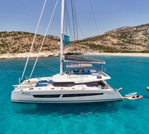 Contemporary 20m luxury catamaran APHAEA offers a classic sailing charter around Greece