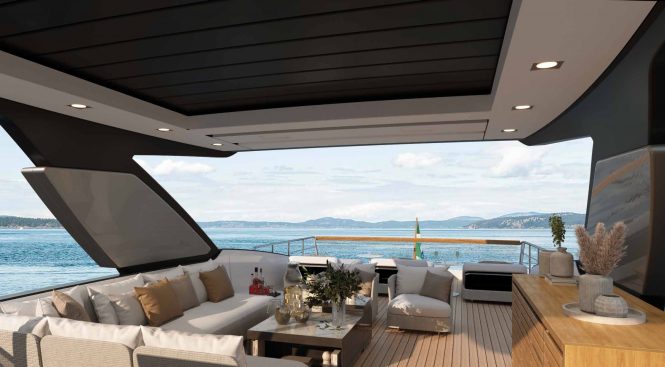 Deck area on the yacht