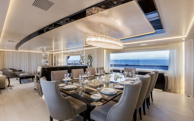 Dining area for an elegant dinners or lunches on board