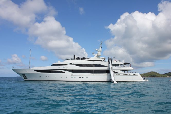 Silver Angel yacht with a water slide