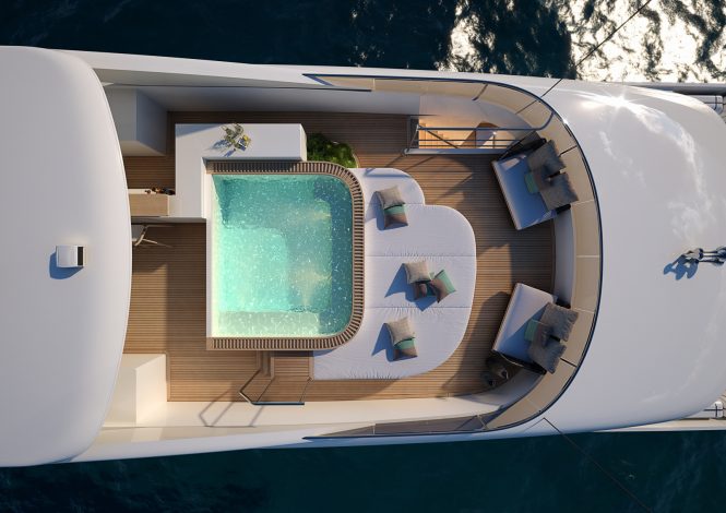 Luxury deck features on board IRIS BLUE