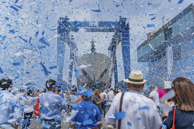 Motor yacht ASANTE at her launch ceremony
