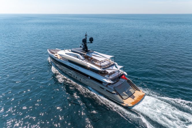 Aerial view of the yacht