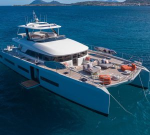 Stunning motor catamaran ZENIT available for charter in select Mediterranean and Caribbean locations