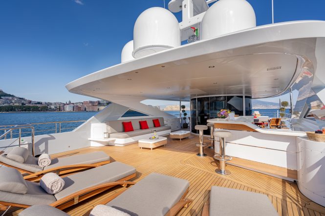Redesigned sun deck and bar