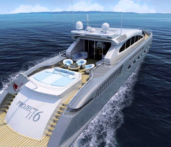 Superyacht Project 116 built by Danish yachts in its final stages of construction.