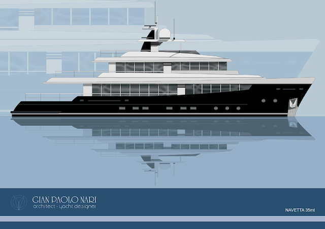Gian Paolo Nari’s latest concept – the  Unusual 35 m motor yacht design