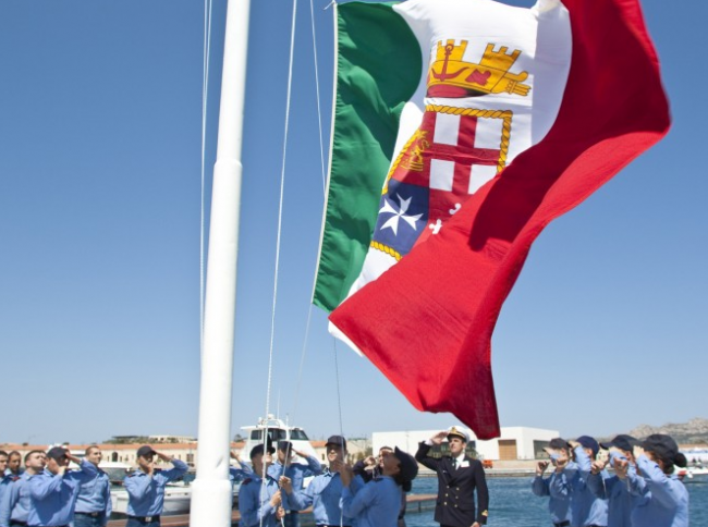 Teams at the Porto Arsenale gather for the opening ceremony of the Louis Vuitton Trophy