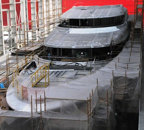 Megayacht RED SQUARE under construction at the Turkish shipyard Dunya Yachts