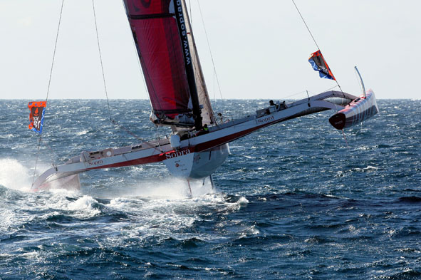 Feel like sailing at 40 knots? New to the charter market – Unique chance to sail a ORMA 60’ trimaran race yacht.