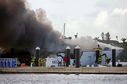 Superyacht LA DIVA destroyed by fire.