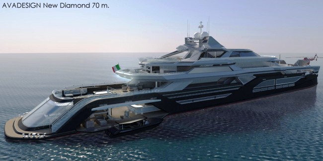 The 70m New Diamond Superyacht Design Project - Aft Renering
