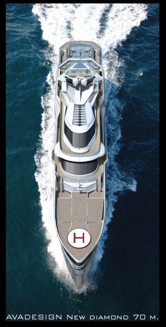 The 70m New Diamond Superyacht Design Project - From Above