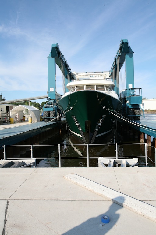 Tri-Deck Motor Yacht Sea Owl at her launch - Image courtesy of Burger Boat