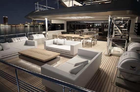 Entertaining deck on the Soraya 46 motor yacht
