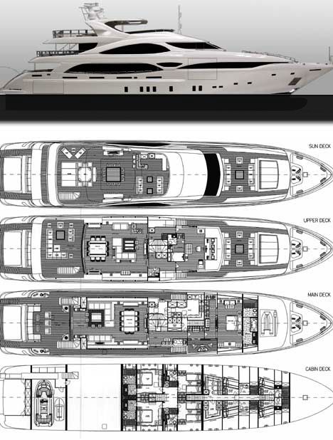 Superyacht Mangusta 148 Oceano by Overmarine Layout