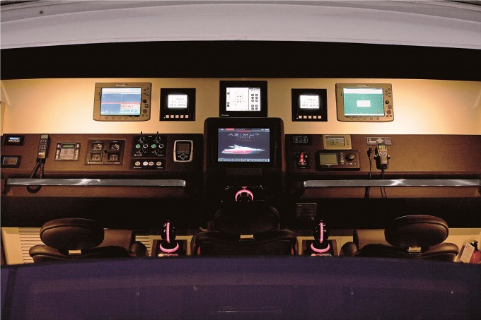 The Azimut 103 S Internal Wheelhouse by Night