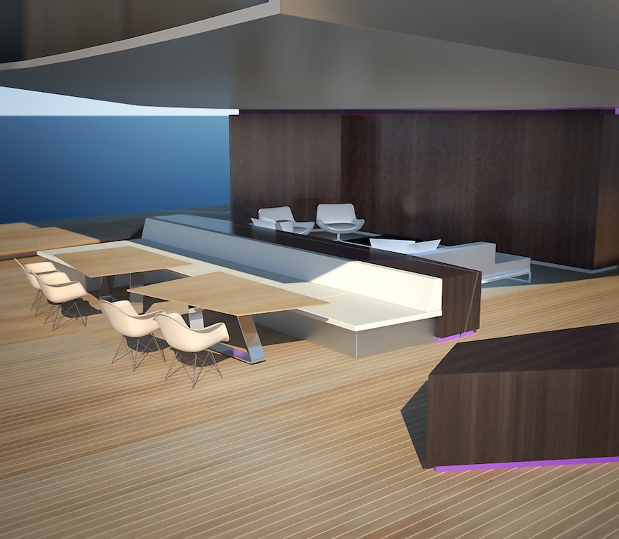 Superyacht RA aft lounge - Image courtesy of Adam Voorhees Design