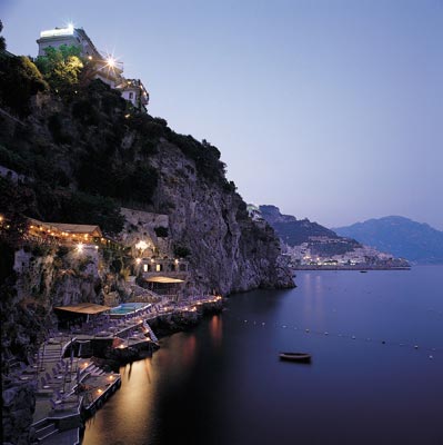 Amalfi Coast at night in Italy