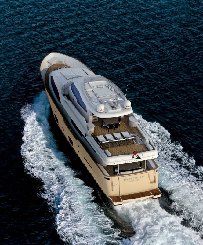 Navetta 26 Crescendo Yacht from Above - Image courtesy of Ferretti