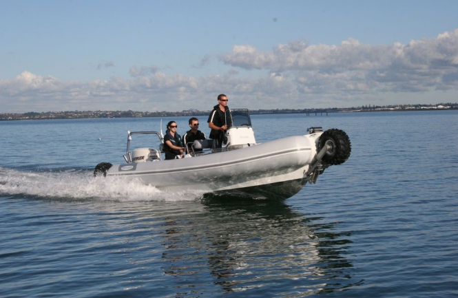 The new 7.1 Sealegs RIB with twin outboards under development